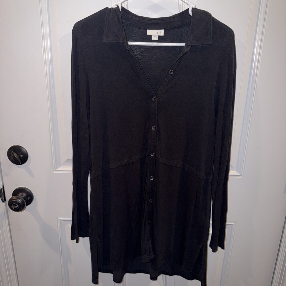 J. Jill Black Collared Button Front Lightweight Tunic XL Tall
